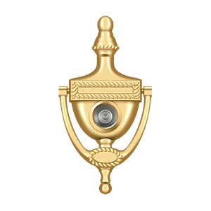 Victorian Rope Door Knocker with Viewer by Deltana -  - PVD Polished Brass - New York Hardware