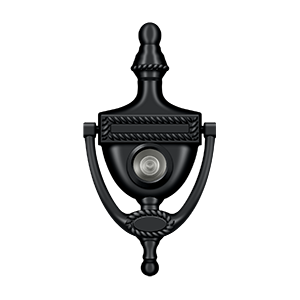 Victorian Rope Door Knocker with Viewer by Deltana -  - Paint Black - New York Hardware