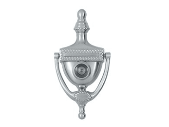 Victorian Rope Door Knocker with Viewer - Brushed Chrome - New York Hardware Online
