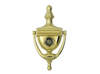 Victorian Rope Door Knocker with Viewer - Polished Brass - New York Hardware Online