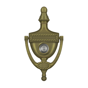 Victorian Rope Door Knocker with Viewer by Deltana -  - Antique Brass - New York Hardware