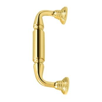 Door Pull w/ Rosette, 8" - PVD - Polished Brass - New York Hardware Online