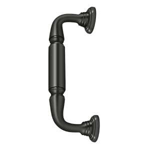 Decorative Door Pull w/ Rossette by Deltana - 8" - Oil Rubbed Bronze - New York Hardware
