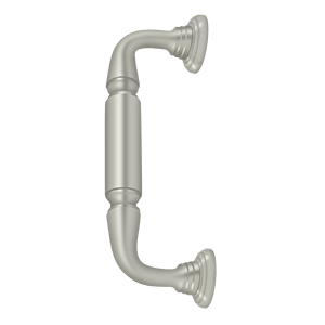 Decorative Door Pull w/ Rossette by Deltana - 8" - Brushed Nickel - New York Hardware
