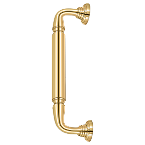 Decorative Door Pull w/ Rossette by Deltana - 10" - PVD Polished Brass - New York Hardware
