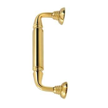 Door Pull w/ Rosette, 10" - PVD - Polished Brass - New York Hardware Online