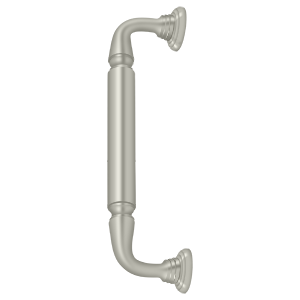 Decorative Door Pull w/ Rossette by Deltana - 10" - Brushed Nickel - New York Hardware