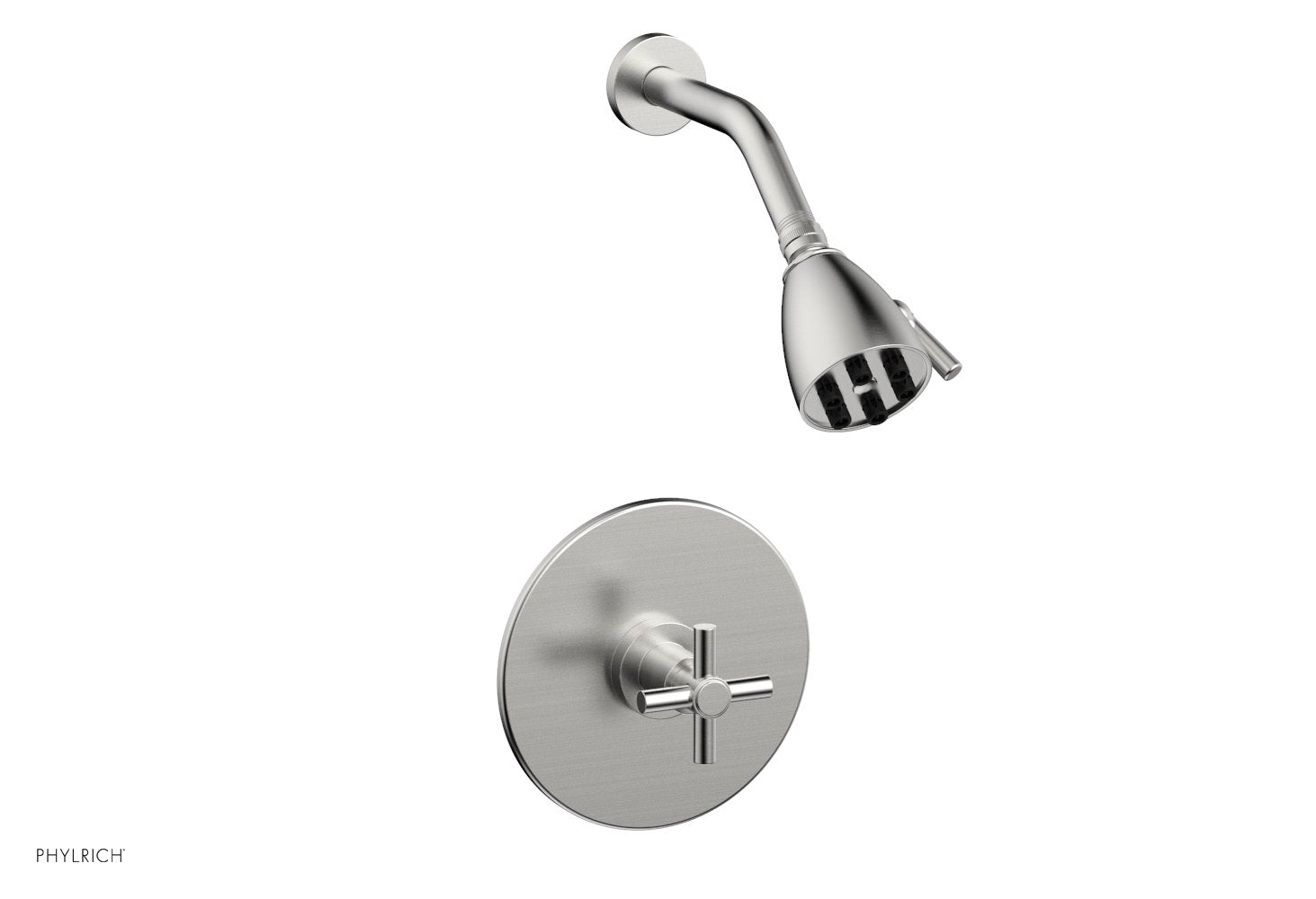 BASIC Pressure Balance Shower Set   Tubular Cross Handle by Phylrich - Satin Chrome