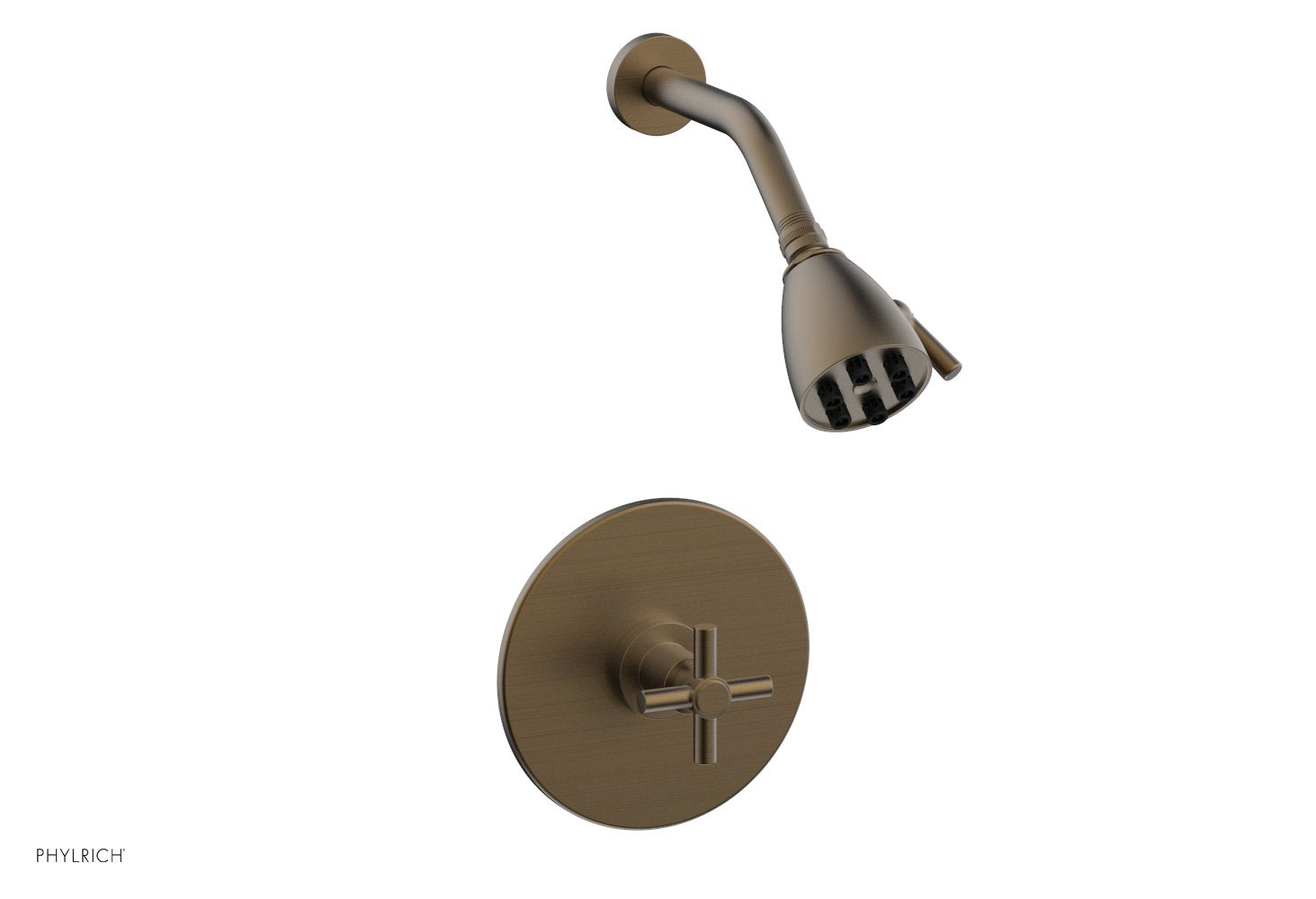 BASIC Pressure Balance Shower Set   Tubular Cross Handle by Phylrich - Old English Brass