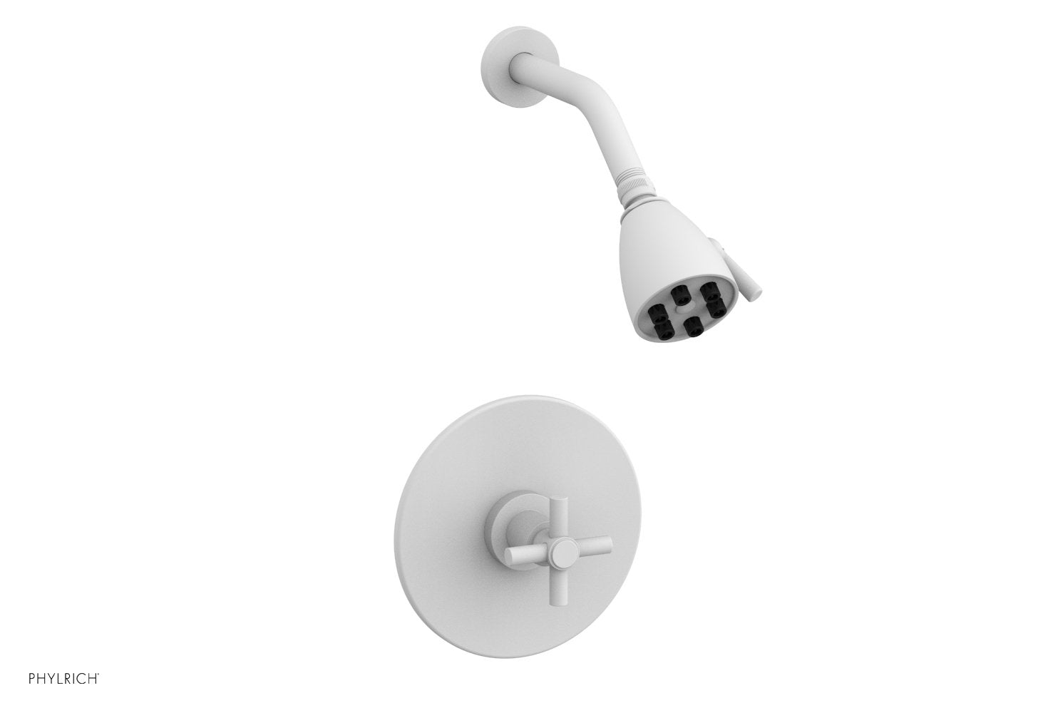 BASIC Pressure Balance Shower Set   Tubular Cross Handle by Phylrich - Satin White