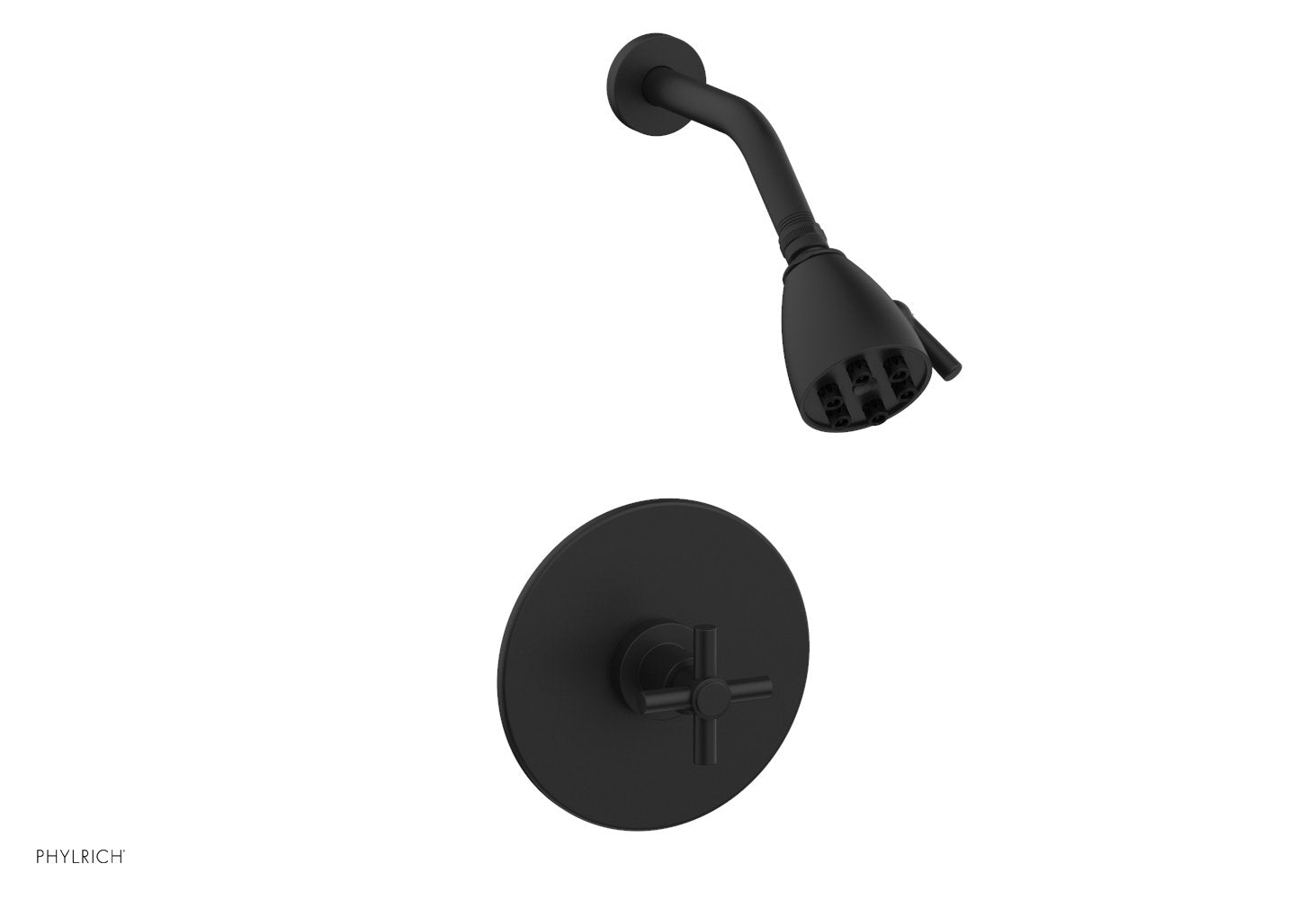 BASIC Pressure Balance Shower Set   Tubular Cross Handle by Phylrich - Matte Black