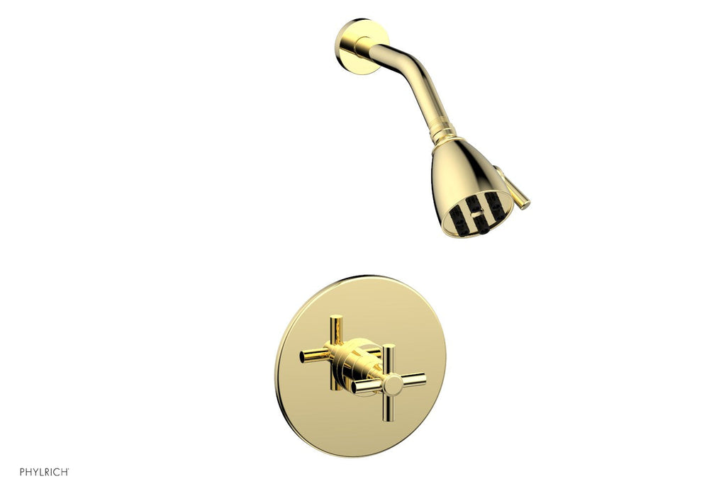 BASIC Pressure Balance Shower Set   Tubular Cross Handle by Phylrich - Polished Brass
