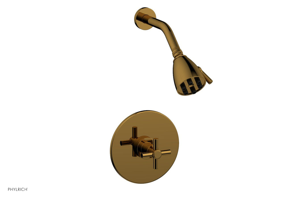 BASIC Pressure Balance Shower Set   Tubular Cross Handle by Phylrich - French Brass