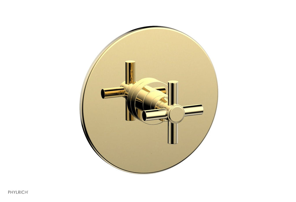 BASIC Pressure Balance Shower Set Trim Only   Tubular Cross Handle by Phylrich - Polished Brass Uncoated