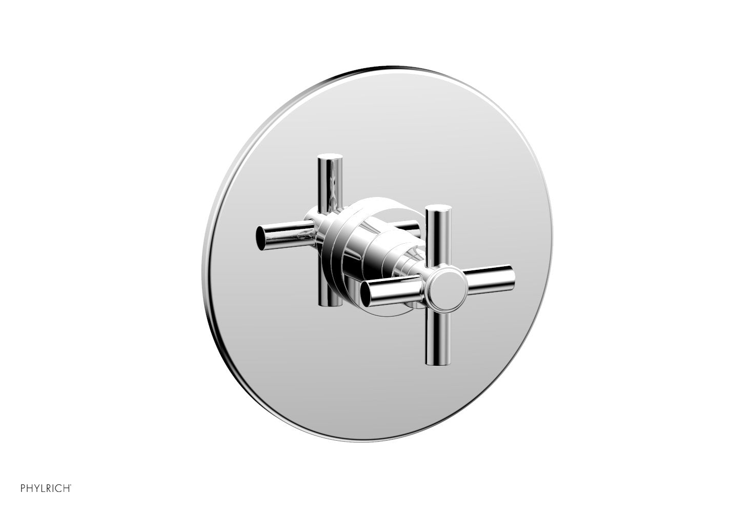 BASIC Pressure Balance Shower Set Trim Only   Tubular Cross Handle by Phylrich - Satin Brass