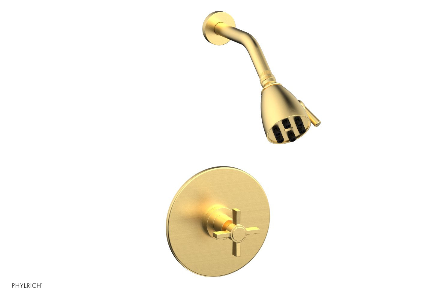 BASIC Pressure Balance Shower Set   Blade Cross Handle by Phylrich - Burnished Gold
