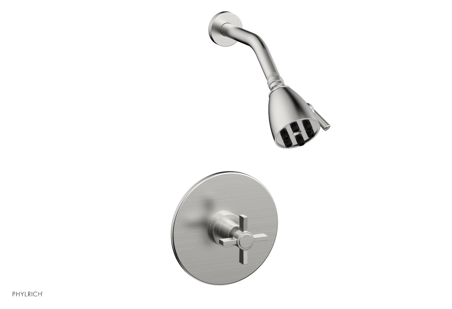 BASIC Pressure Balance Shower Set   Blade Cross Handle by Phylrich - Satin Chrome