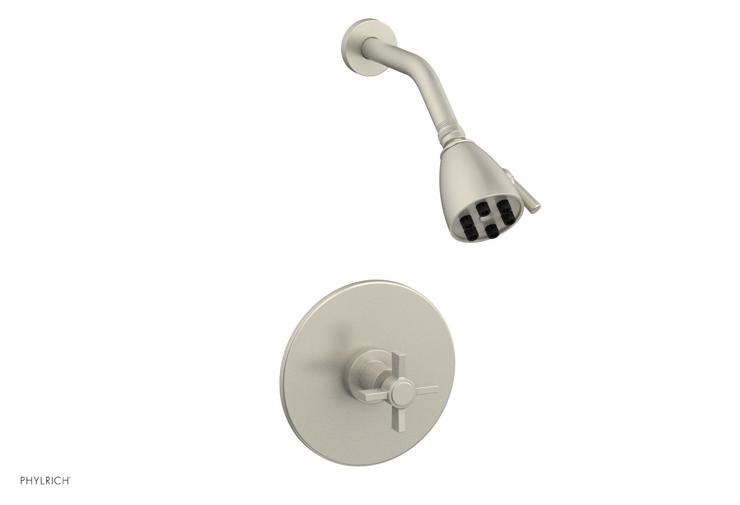 BASIC Pressure Balance Shower Set   Blade Cross Handle by Phylrich - Burnished Nickel