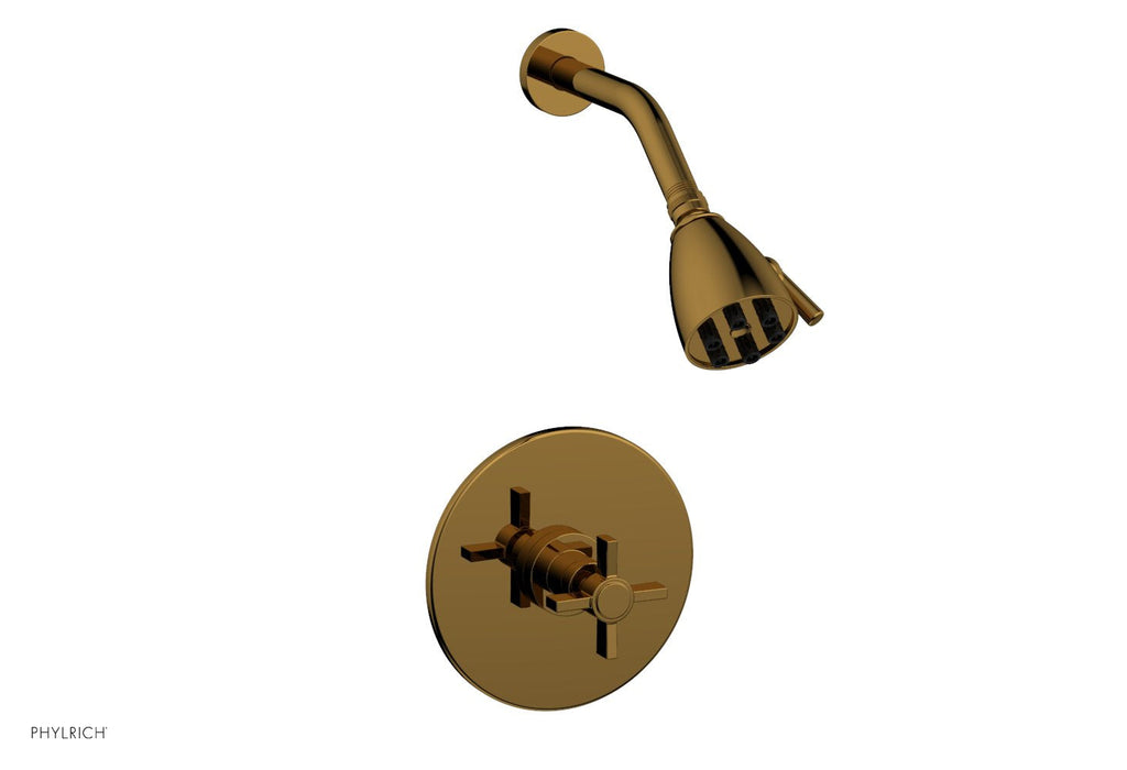BASIC Pressure Balance Shower Set   Blade Cross Handle by Phylrich - French Brass