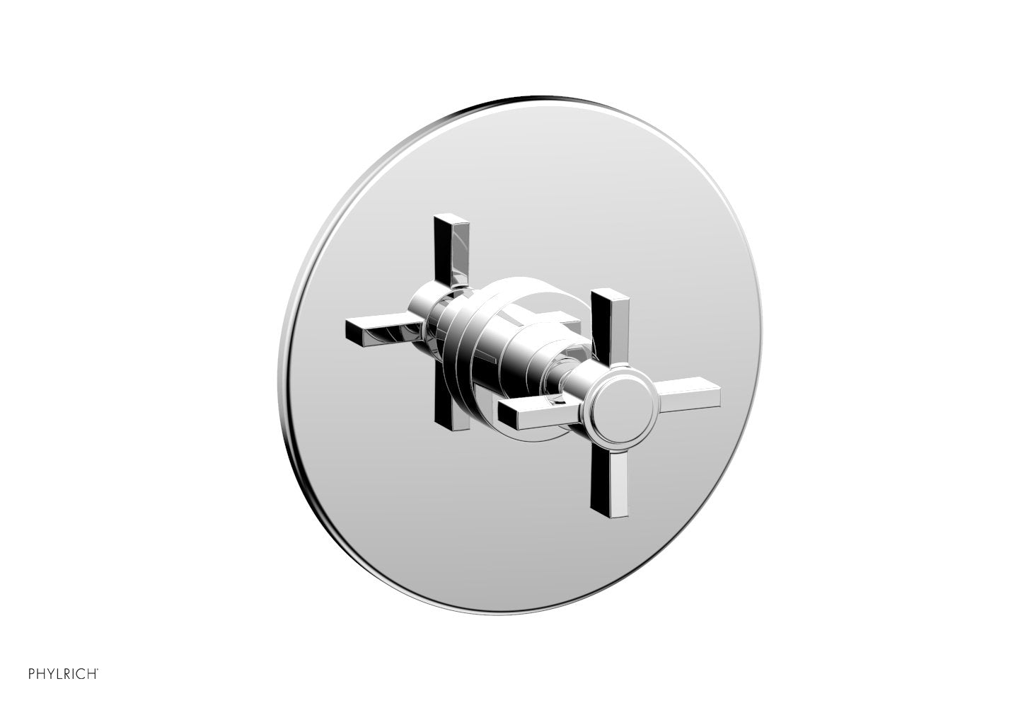 BASIC Pressure Balance Shower Set Trim Only    Blade Cross Handle by Phylrich - Satin Brass