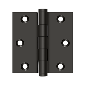 Solid Brass Square Hinge by Deltana - 3" x 3" - Oil Rubbed Bronze - New York Hardware