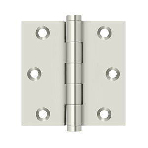 Solid Brass Square Hinge by Deltana - 3" x 3" - Polished Nickel - New York Hardware