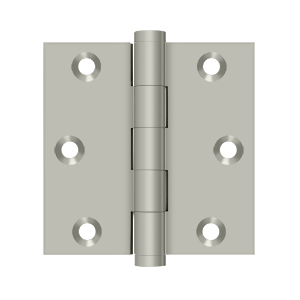 Solid Brass Square Hinge by Deltana - 3" x 3" - Brushed Nickel - New York Hardware