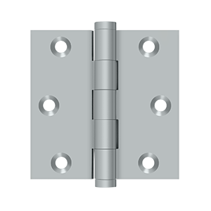 Solid Brass Square Hinge by Deltana - 3" x 3" - Brushed Chrome - New York Hardware