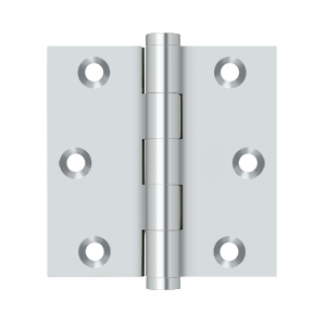 Solid Brass Square Hinge by Deltana - 3" x 3" - Polished Chrome - New York Hardware