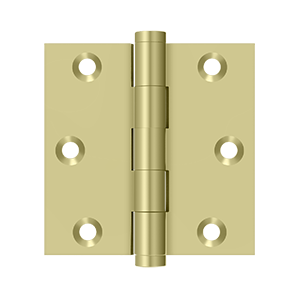 Solid Brass Square Hinge by Deltana - 3" x 3" - Unlacquered Brass - New York Hardware