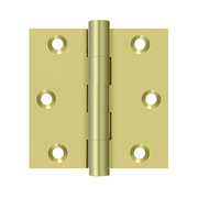 Solid Brass Square Hinge by Deltana - 3" x 3" - Polished Brass - New York Hardware