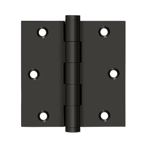 Solid Brass Square Residential Hinge by Deltana - 3-1/2" x 3-1/2" - Oil Rubbed Bronze - New York Hardware