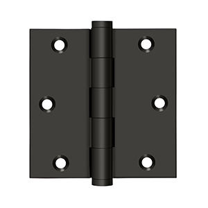 Solid Brass Square Hinge by Deltana - 3-1/2" x 3-1/2" - Oil Rubbed Bronze - New York Hardware