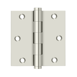 Solid Brass Square Hinge by Deltana - 3-1/2" x 3-1/2" - Polished Nickel - New York Hardware