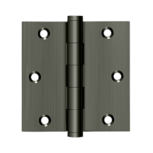 Solid Brass Square Residential Hinge by Deltana - 3-1/2" x 3-1/2" - Antique Nickel - New York Hardware