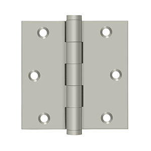 Solid Brass Square Hinge by Deltana - 3-1/2" x 3-1/2" - Brushed Nickel - New York Hardware