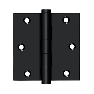 Solid Brass Square Hinge by Deltana - 3-1/2" x 3-1/2" - Paint Black - New York Hardware