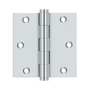 Solid Brass Square Residential Hinge by Deltana - 3-1/2" x 3-1/2" - Polished Chrome - New York Hardware