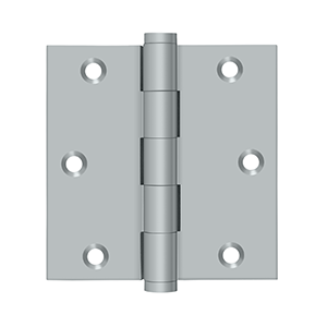 Solid Brass Square Hinge by Deltana - 3-1/2" x 3-1/2" - Brushed Chrome - New York Hardware