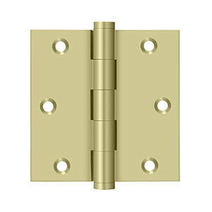 Solid Brass Square Residential Hinge by Deltana - 3-1/2" x 3-1/2" - Unlacquered Brass - New York Hardware