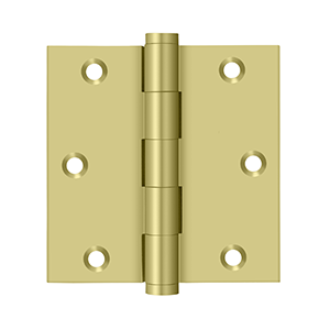 Solid Brass Square Hinge by Deltana - 3-1/2" x 3-1/2" - Polished Brass - New York Hardware