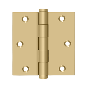 Solid Brass Square Hinge by Deltana - 3-1/2" x 3-1/2" - Brushed Brass - New York Hardware
