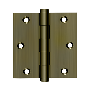Solid Brass Square Residential Hinge by Deltana - 3-1/2" x 3-1/2" - Antique Brass - New York Hardware