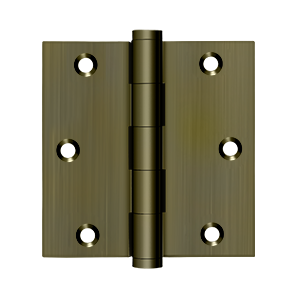 Solid Brass Square Hinge by Deltana - 3-1/2" x 3-1/2" - Antique Brass - New York Hardware