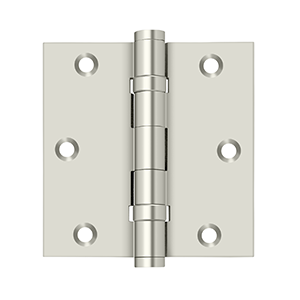 Solid Brass Square Ball Bearing Hinge by Deltana - 3-1/2" x 3-1/2"  - Polished Nickel - New York Hardware