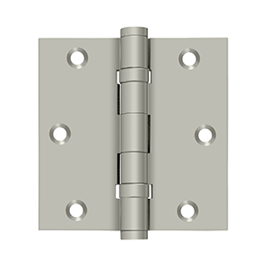 Solid Brass Square Ball Bearing Hinge by Deltana - 3-1/2" x 3-1/2"  - Brushed Nickel - New York Hardware