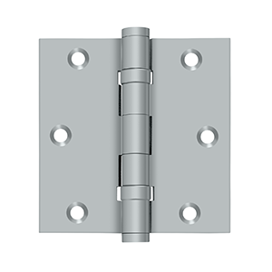 Solid Brass Square Ball Bearing Hinge by Deltana - 3-1/2" x 3-1/2"  - Brushed Chrome - New York Hardware