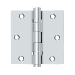 Solid Brass Square Ball Bearing Hinge by Deltana - 3-1/2" x 3-1/2"  - Polished Chrome - New York Hardware