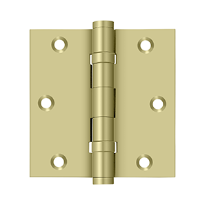 Solid Brass Square Ball Bearing Hinge by Deltana - 3-1/2" x 3-1/2"  - Unlacquered Brass - New York Hardware
