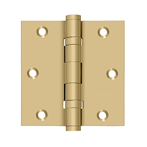 Solid Brass Square Ball Bearing Hinge by Deltana - 3-1/2" x 3-1/2"  - Brushed Brass - New York Hardware